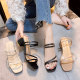 Internet celebrity two-wear sandals for women 2025 summer new Korean version versatile fashion simple thick heel open-toed sandals for women