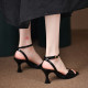 
French high-heeled temperament versatile back empty women's shoes 2025 summer new open toe one-word buckle strap square toe stiletto sandals for women