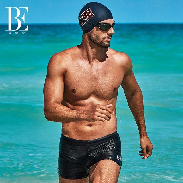 BE van der Ann men's swimming trunks flat angle fashion chlorine sun protection breathable hydrophobic mesh lining high elastic fit swimming