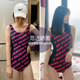 BE Fan De'an triangle one-piece swimsuit U-shaped beautiful back gathers upgrade waist slimming fashion stitching swimsuit