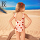 BE Fan De'an girls one-piece triangle swimsuit sun protection anti-chlorine pearlescent little red heart children's swimsuit