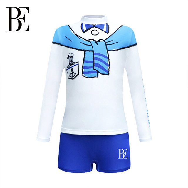 BE Van Dan Children's Swimsuit Boys Set Set Long Sleeve Warm Anti -Skin Skin Skin Swimming Hot Spring Holiday Swimsuit
