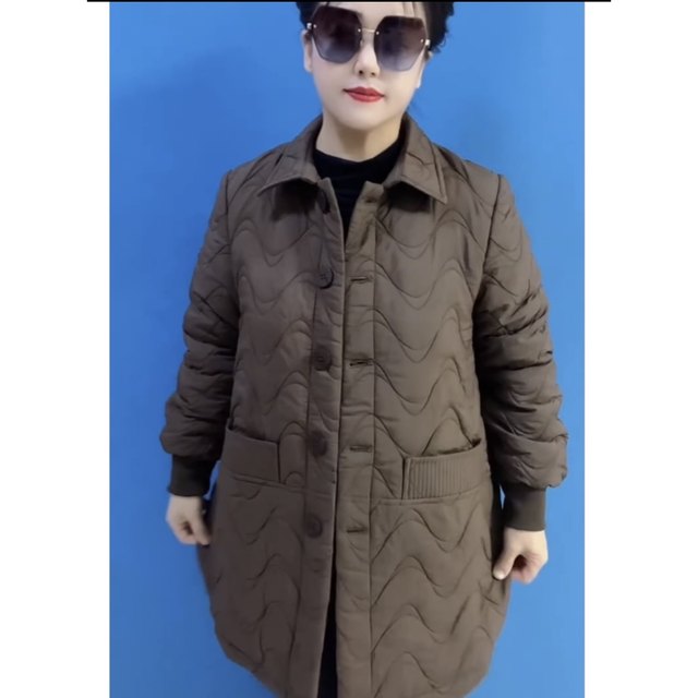 New autumn and winter women's cotton warm jackets for middle-aged and elderly mothers, trendy mid-length lapel cotton tops
