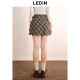 Lecho retro college style skirt autumn new belt A-line skirt meat-covered plaid design skirt
