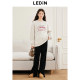 Lechang Bow Printing Flower Circle Round Sweatshin Women's Women's Winter New Loose Shoulder Embroidery Top*
