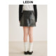 Lecho nostalgic rivet short skirt autumn new PU leather skirt retro hot girl style A-swing skirt