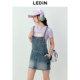 Lecho College style retro strap skirt summer new casual work style denim suspender vest skirt