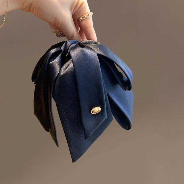 
Korean version simple INS black bow ponytail grabbing gold label hair clip female high-end attendance clip