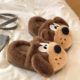 Cotton slippers for women winter indoor home thick-soled non-slip cute big-eared dog warm plus velvet bag heel cotton shoes for men