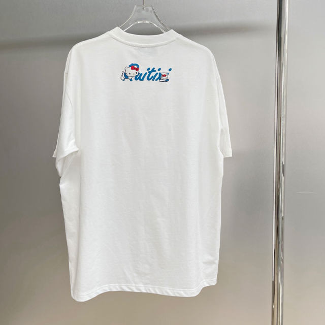 XIWA European station niche British style round neck fun portrait top letter printing loose short sleeve large version T-shirt

