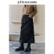 Peacebird workwear style plus velvet mid-length skirt winter new large pocket drawstring black long skirt for women