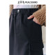 Peacebird workwear style plus velvet mid-length skirt winter new large pocket drawstring black long skirt for women
