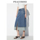 Taiping Bird Mid -long denim stitching half -body skirt 24 summer new Korean version wild half -boiled half skirt