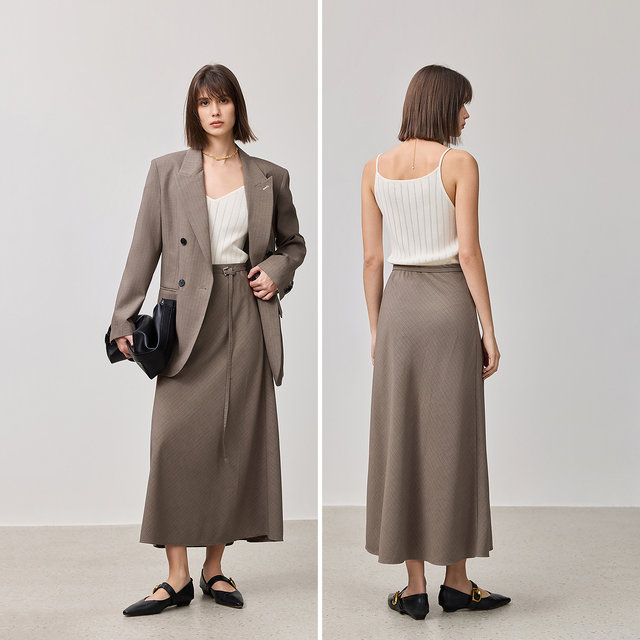 LILY2025 Spring New Women's Clothing Simple Casual Straight Cubes All-match Mid-length Skirt
