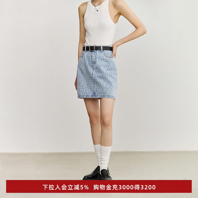 LILY Outlet new women's design and printed cotton denim skirt short skirt for women
