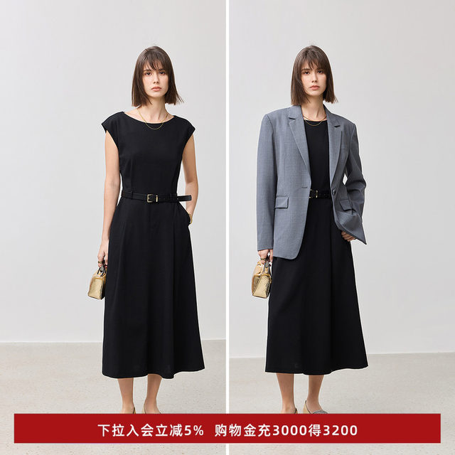 The same style as 2025 spring new women's clothing Hepburn style round neck dress in shopping mall
