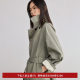 LILY2025 Spring New Classic Retro Loose Casual Belt Waist-Close-Up Commuter Green Trench Coat Women
