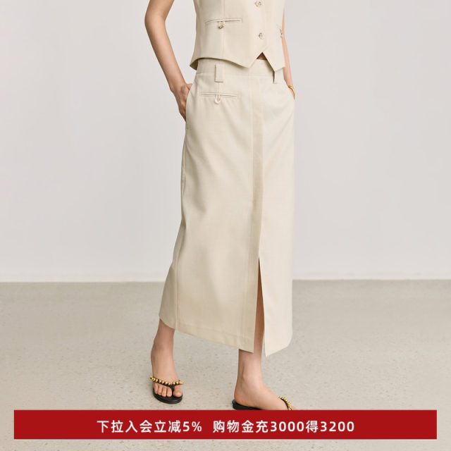 LILY2025 Spring New Simple Minimalist Old Qianfeng High Waist Professional Commuter Straight Skirt Skirt Women's Long Skirt
