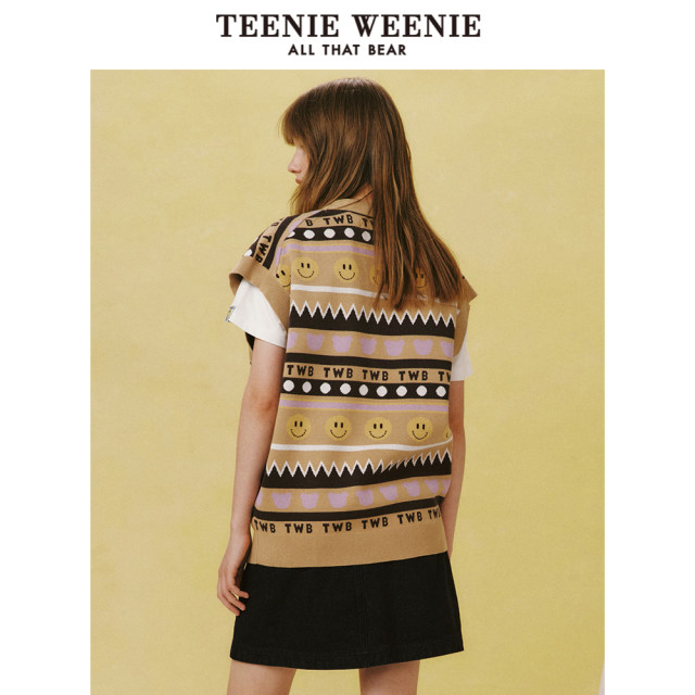 TeenieWeenie Bear Outlet Retro Fashionable Loose Jacquard V-neck Sweater Vest Vest Women
