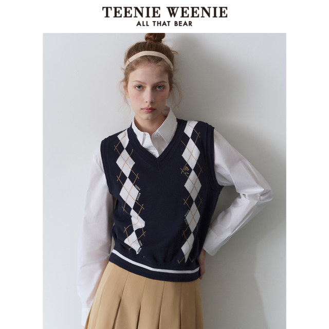 TeenieWeenie Bear Outlet Women's Spring Academy Style Diamond-Class V-neck Knitted Vest
