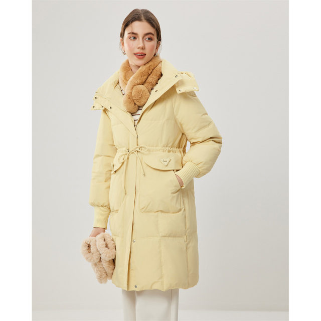 IEF/Aiyifu down jacket 2024 winter new Korean version waist-closing white duck down mid-length jacket
