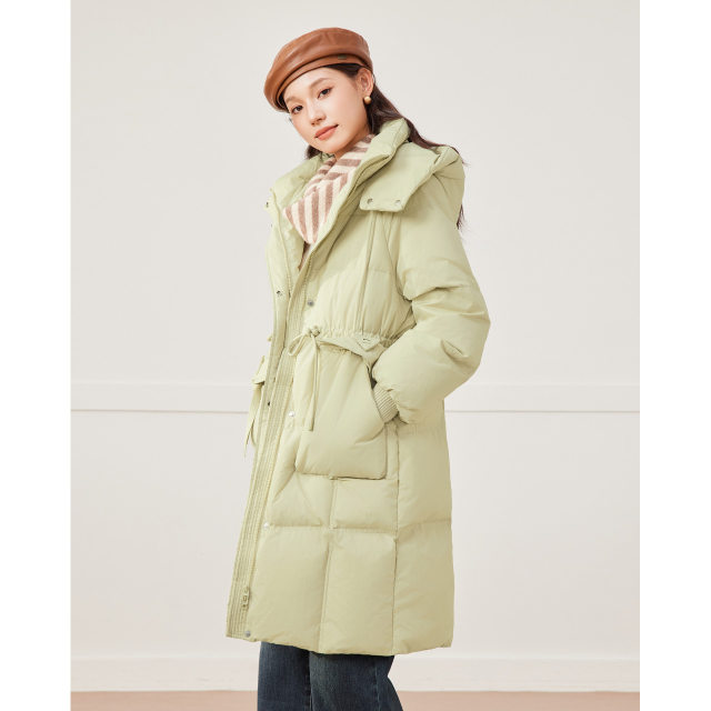 IEF/Aiyifu down jacket 2024 winter new Korean version waist-closing white duck down mid-length jacket
