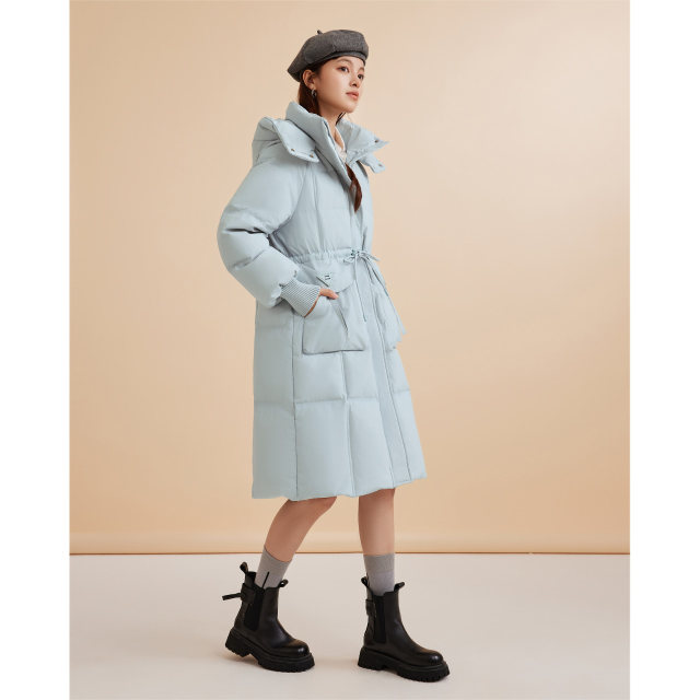 IEF/Aiyifu down jacket 2024 winter new Korean version waist-closing white duck down mid-length jacket
