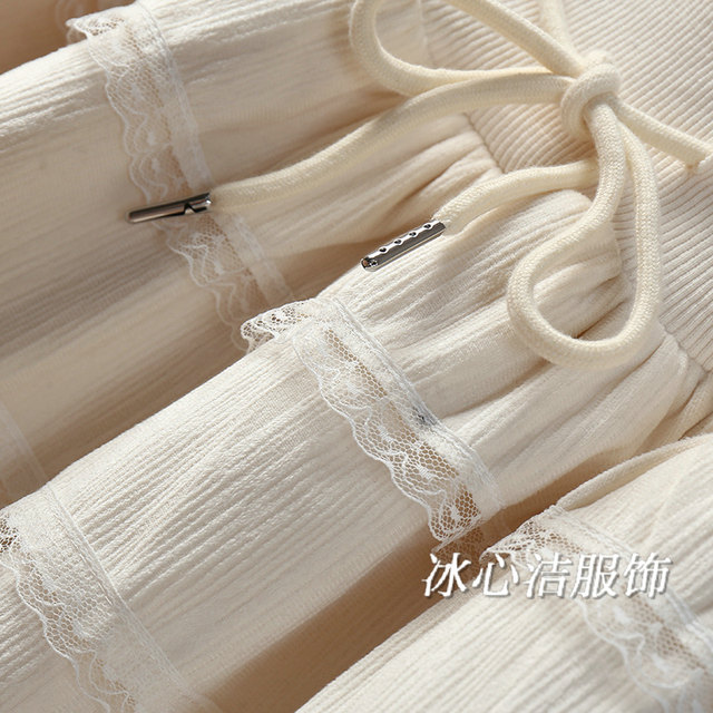 Design-sensory bow drawstring lace short skirt skirt for women 2025 autumn and winter lace velvet cake umbrella skirt