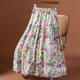 High waist sweet little fresh floral skirt for women in summer 2025 new elastic skirt A-line splicing large long skirt
