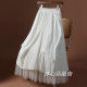 Caramel color design pleated puffy skirt for women spring 2025 new style spliced ​​mesh long skirt umbrella skirt