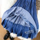 High-waisted spliced ​​Tennis denim skirt skirt A-line women's summer design niche mid-length skirt long skirt
