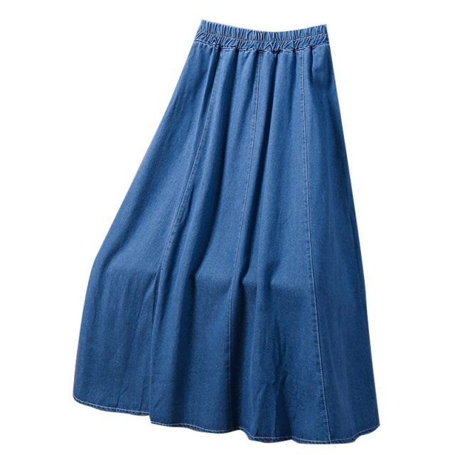 Pocket-washed denim skirt A-line skirt 2025 new style popular small skirt long skirt this year
