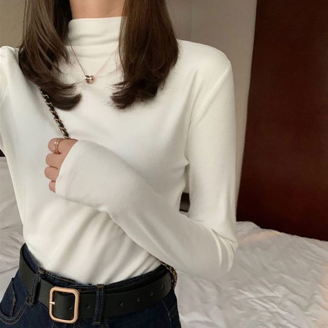 Extra large size fat MM2-300Jin [Jin equals 0.5 kg] German velvet half turtleneck base shirt for women in autumn and winter wear thickened warm tops for inner wear