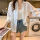 White plaid sunscreen shirt jacket for women in summer new Korean style breathable thin loose versatile cardigan top