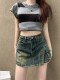 High-waisted denim short skirt for women in summer 2024 new design hot girl hip trousers skirt large size A-line skirt