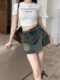 Retro denim skirt for women in summer design large size hip skirt high waist A-line short skirt anti-exposure skirt pants