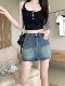 Retro hot girl denim short skirt for women in summer, small high-waisted, large size slim and anti-exposure A-line hip-pack skirt