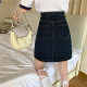 Niche design high -waisted denim skirt female summer 2022 new large size, thin A -line skirt bag hip skirt