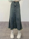 Retro mid-length denim skirt for women in spring and summer 2024 new large-size fish tail half-body long skirt A-line slim hip-pack skirt