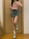 Hot girl side drawstring high waist denim skirt for women in summer new large size slim design A-line short skirt pants