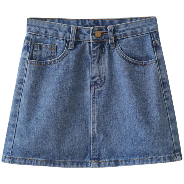 High-waisted denim skirt for women in summer new large size slightly fat mm slim and small A-line hip short skirt trendy