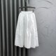 Korean style white elastic waist casual splicing skirt for women in summer fashion loose and fashionable A-line large sway midi skirt
