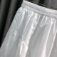Korean style white elastic waist casual splicing skirt for women in summer fashion loose and fashionable A-line large sway midi skirt