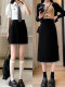 Korean zipper high -waisted split pink skirt Female summer commute, breathable versatile, thin mid -length straight skirt
