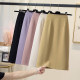Korean zipper high -waisted split pink skirt Female summer commute, breathable versatile, thin mid -length straight skirt
