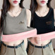 Single/two-piece thermal vest for women with velvet and thickening for winter, small T-strap underwear, beautiful back top, bottoming shirt for women