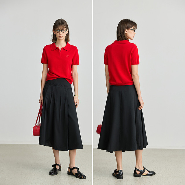 LILY2025 Spring New Style Design Asymmetric High Waist Loose Casual A-line Skirt Pleated Skirt Women's Umbrella Skirt
