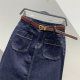 New high-waist dark blue half-body denim skirt for spring 2025 for women with versatile slim and one-step straight midi skirt