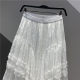 2025 Spring New High Waist Lace Flower Mesh Irregular Ruffle Mid-length Fairy Cake Skirt