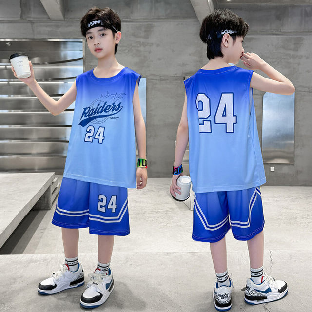 Boys basketball suit set Summer thin 2025 new Chinese big children sports summer children's clothing vest fast dry clothes